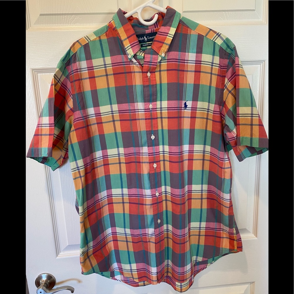 Ralph Lauren men’s multi color plaid SS shirt